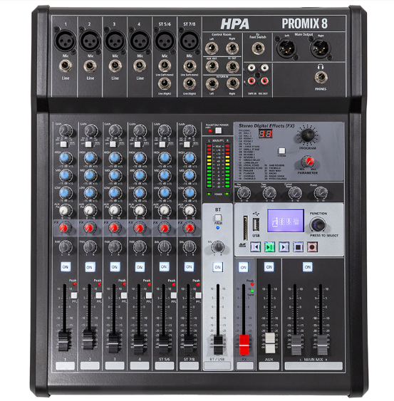 MIXER DIGITAL 8 CANALE 48V BT/USB/SD