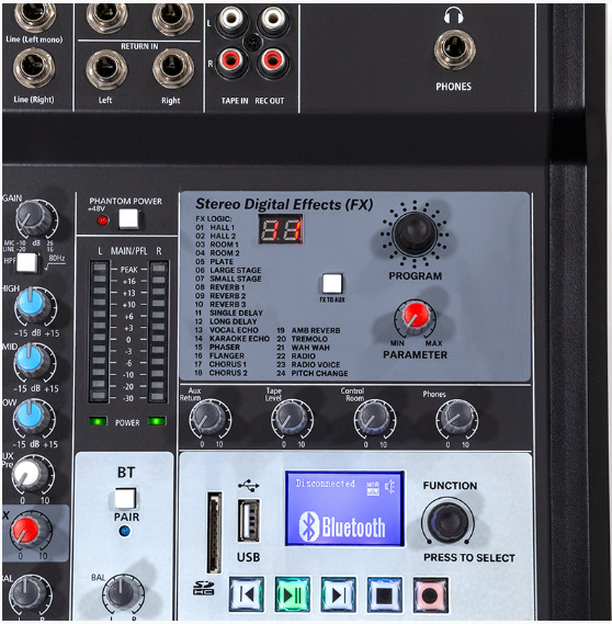 MIXER DIGITAL 8 CANALE 48V BT/USB/SD