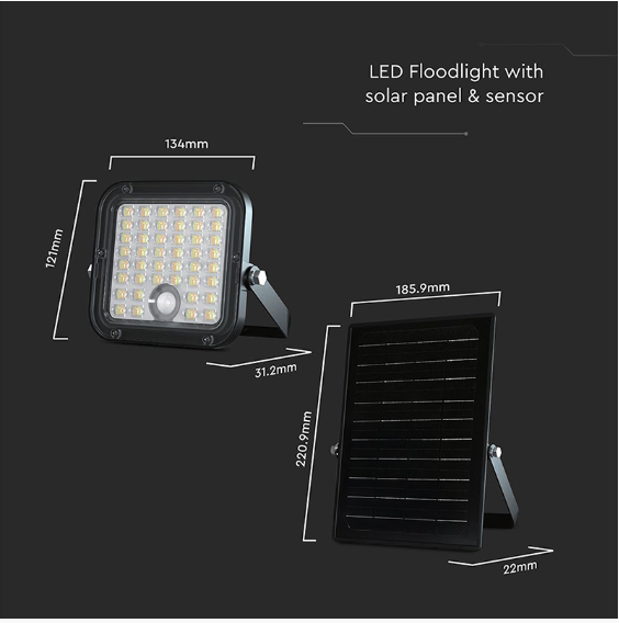 REFLECTOR CU INCARCARE SOLARA 10W 1500LM 4000+6400K - NEGRU