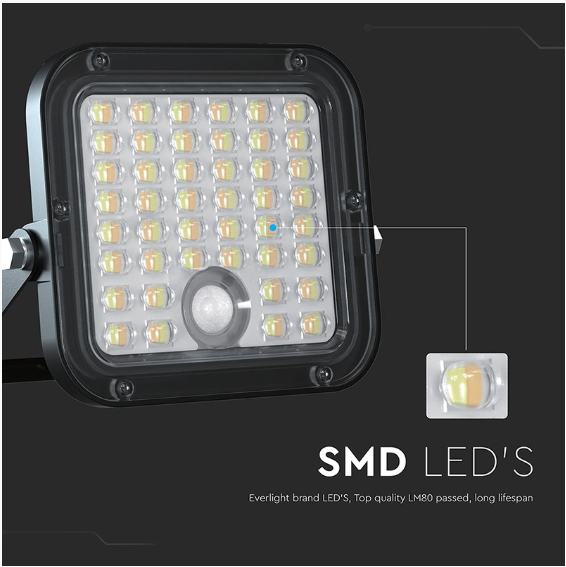 REFLECTOR CU INCARCARE SOLARA 10W 1500LM 4000+6400K - NEGRU