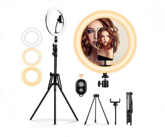 Lampa Circulara Ring Light cu Trepied & Accesorii Deluxe Set