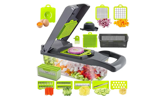 Tocator de legume manual, 16in1, Gri/Verde