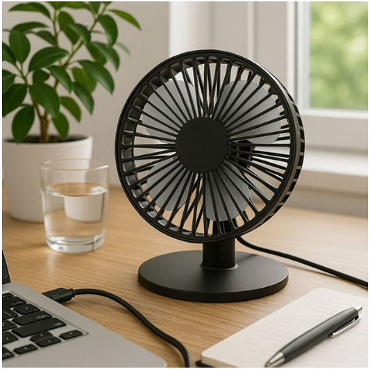 Ventilator Negru de Masa 90º cu USB Ø16.6cm 5W